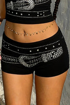 Rhinestone Low-Rise Hot Pants