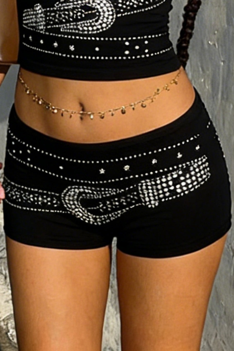 Rhinestone Low-Rise Hot Pants