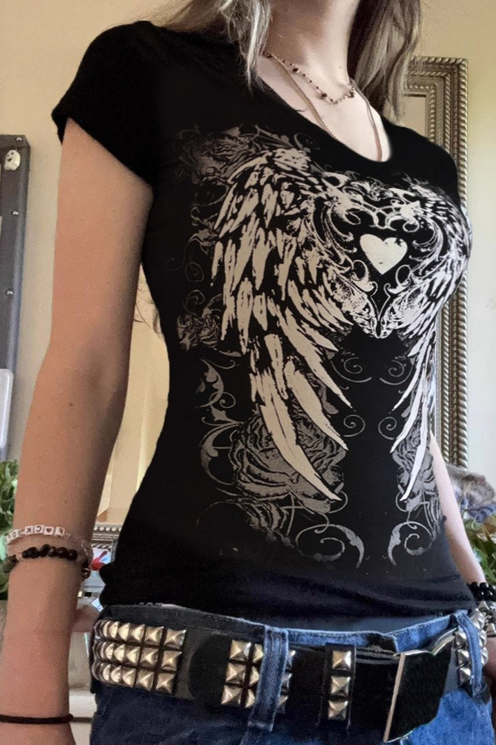 Y2K Wing Graphic Slim Fit T-Shirt Secondary image