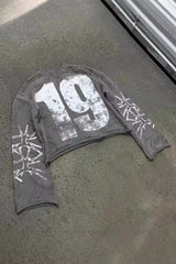 Hip-hop Number Print Y2K Hoodie