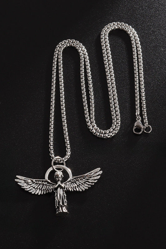 Vintage Praying Angel Pendant Necklace