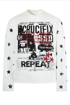 Star Sleeve Collage Print Sweatshirt