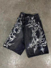 Vintage Gothic Graphic Denim Shorts