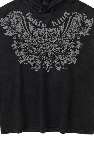 Hooded Graphic Sleeveless Tank Top