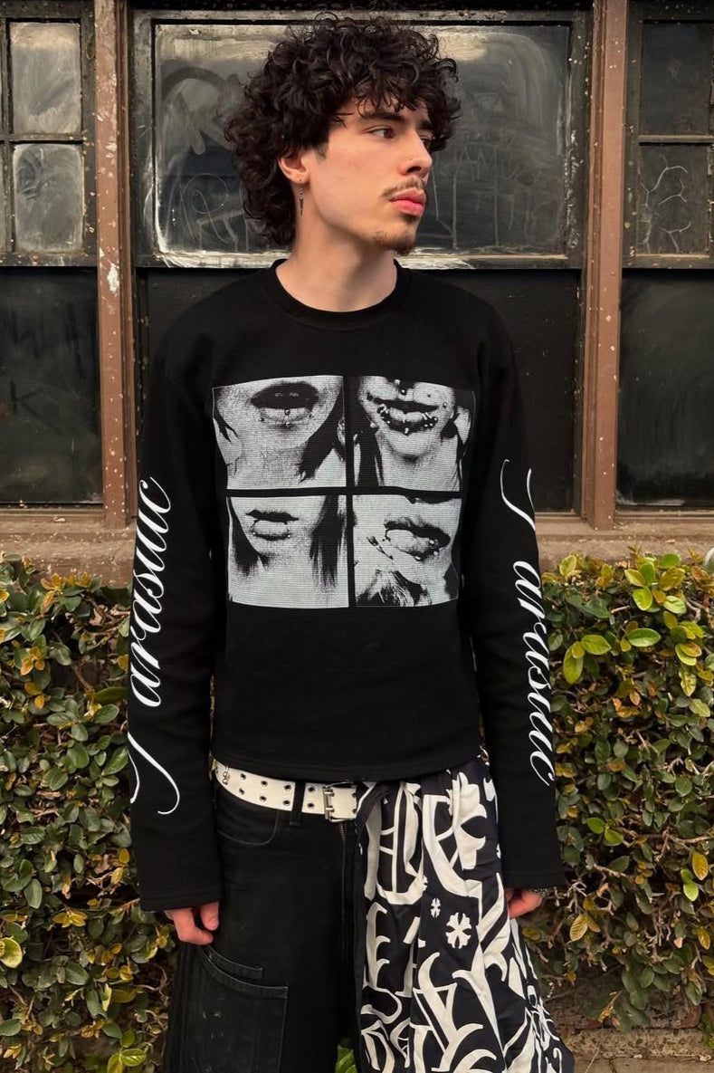 Gothic Punk 3D Print Long Sleeve Knit Top Main image