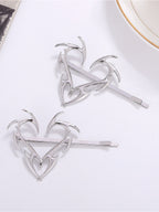 Y3K Silver Heart Metal Side Clip Hair Accs