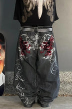 Street Style Wide Leg Denim Pants