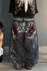 Street Style Wide Leg Denim Pants