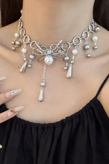 Gothic Vintage Hanging Pearl Mixed Gem Layering Necklace