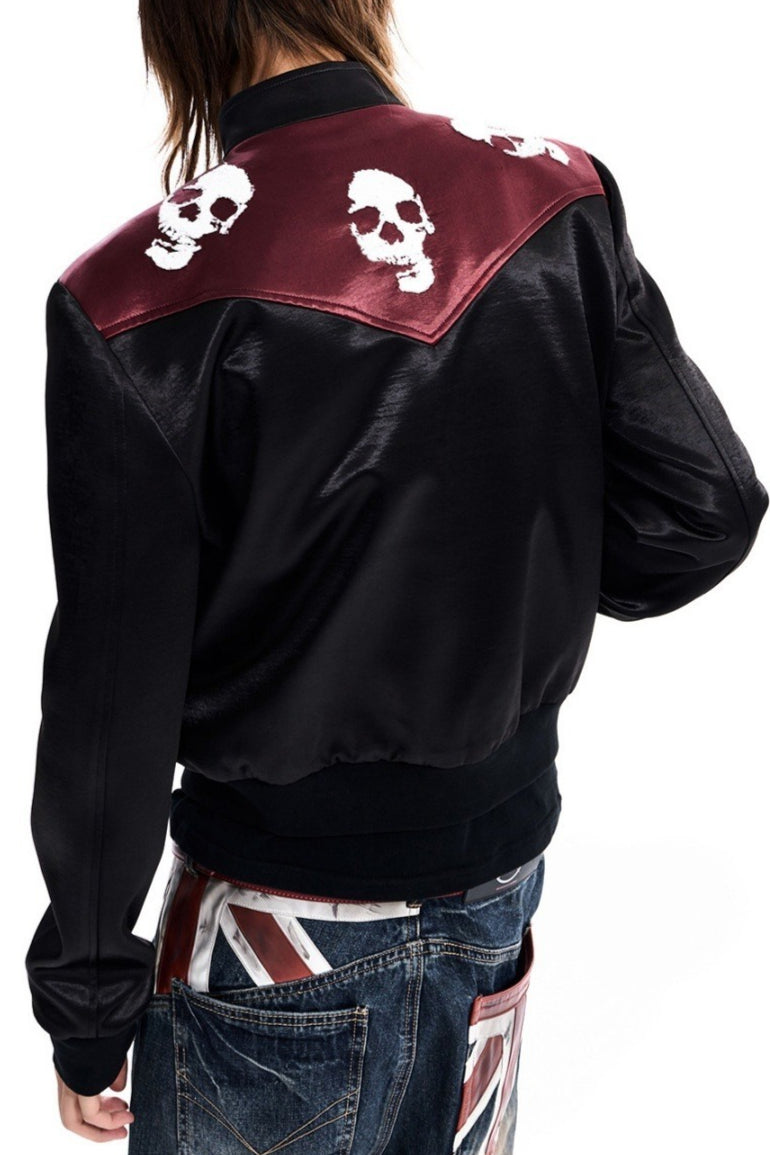 Skull Embroidered Satin Jackets
