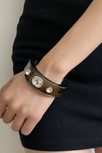 Rhinestone Resin Round Open Bracelet