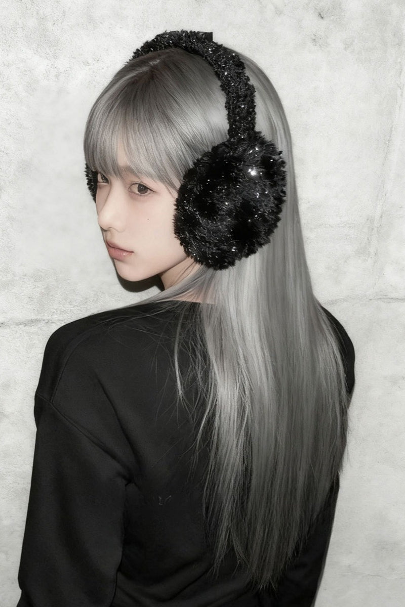 Black Lace Cross Pin Y2K Earmuff Secondary image