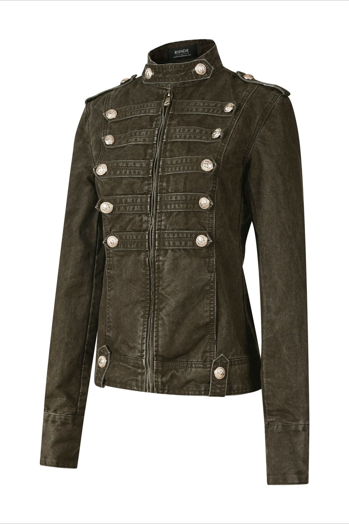 Military Button Fitted Denim Jacket Main image