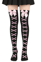Bow Crossbones Over Knee Socks