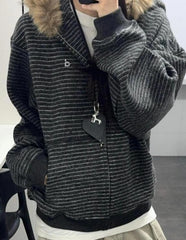 Retro Hooded Long Sleeve Coat