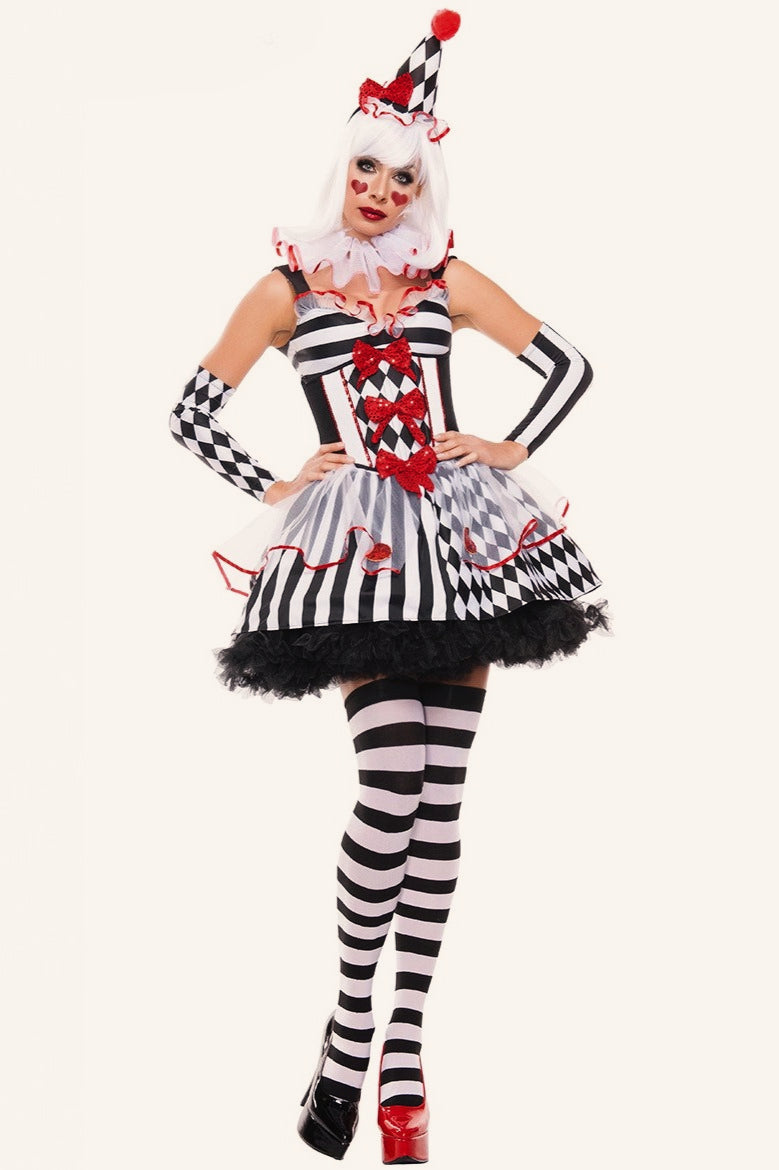 Checkerboard Circus Clown Cosplay Halloween Costume Main image
