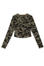Camouflage Double Zip Cropped Hoodies