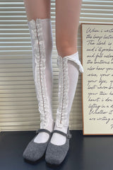 Cutout Hollow Ruffle Trim Ankle Socks