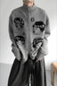 Portrait Graphic Double Zip Cardigans