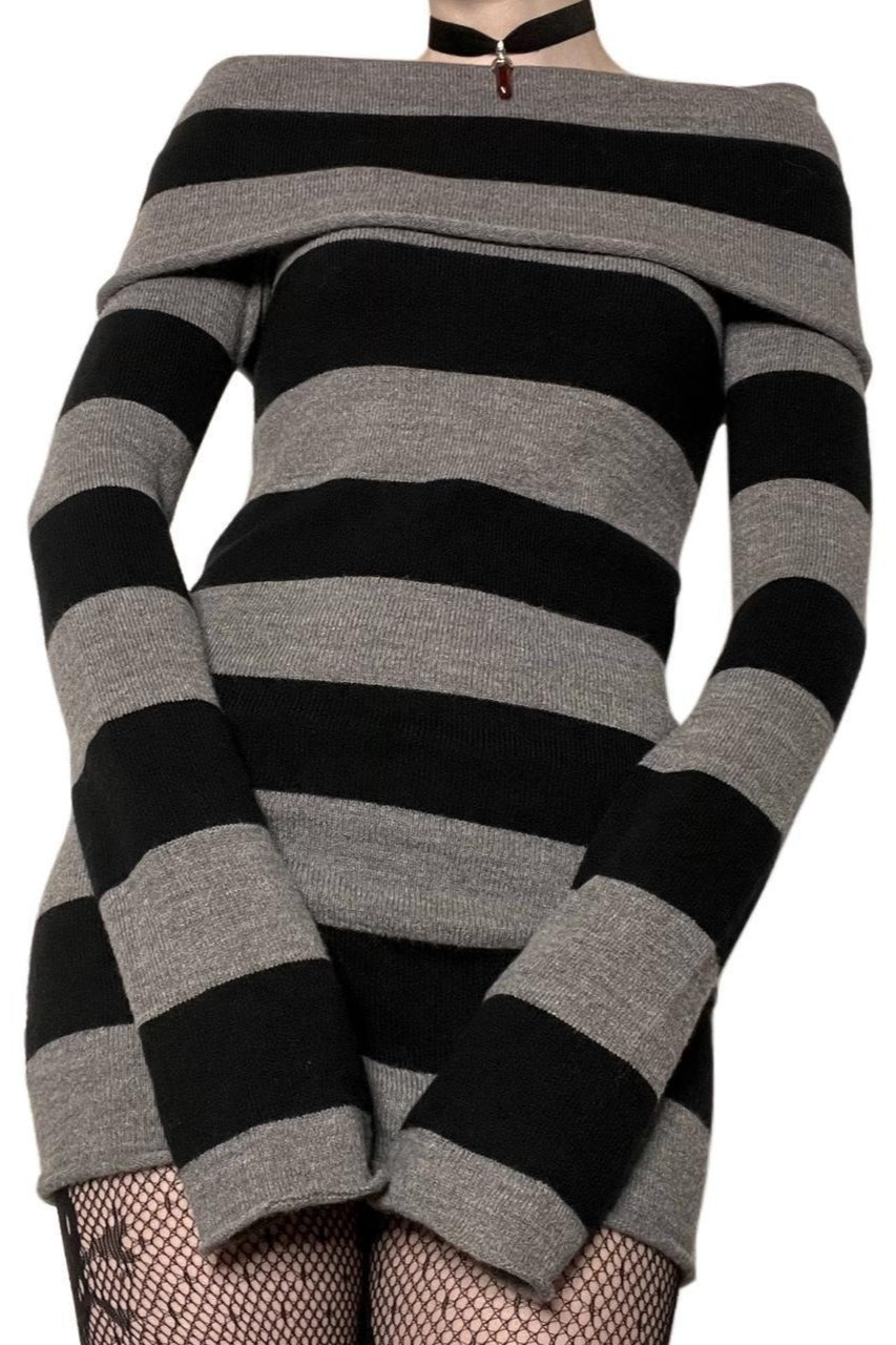 Off Shoulder Striped Sweater Dress Main image