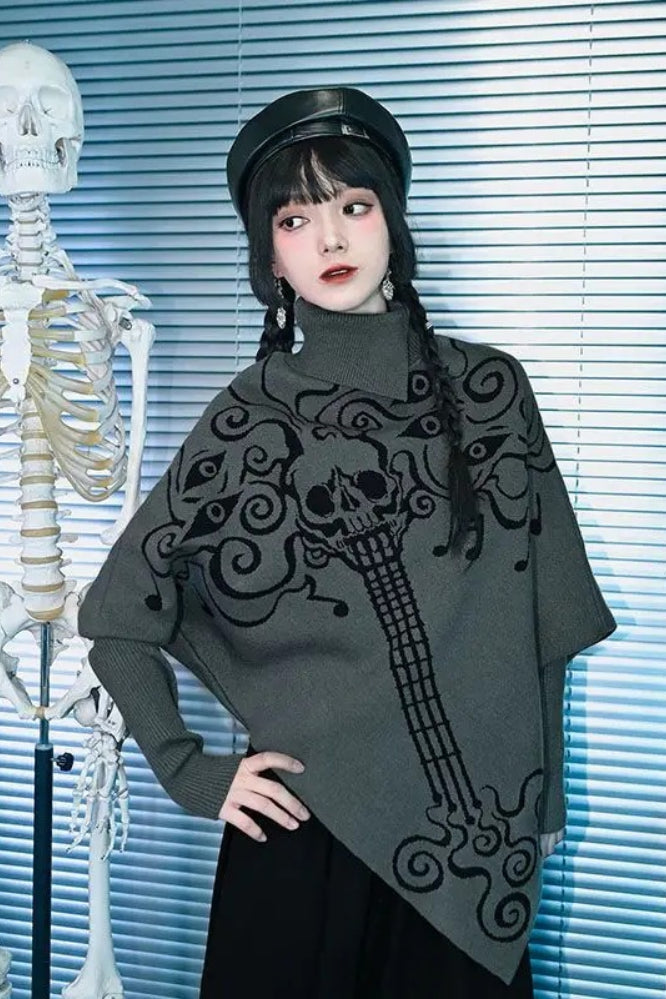 Asymmetric Jacquard Batwing Sleeve Sweater Secondary image