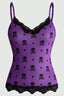 Cross Skull Print Lace Tank Top