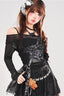 Sheer Mesh Print Off Shoulder Slim Crop Long Sleeve T-shirt