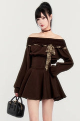 One Shoulder Cinched Waist Dark Girl  Mini Dress