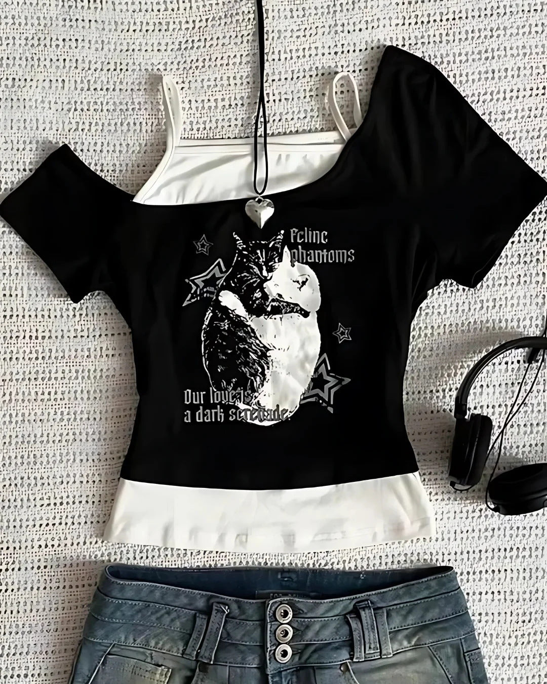 Y2K Vintage Gothic Print Camisole T-Shirt Main image