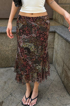 Paisley Print Ruffle Hem Skirts