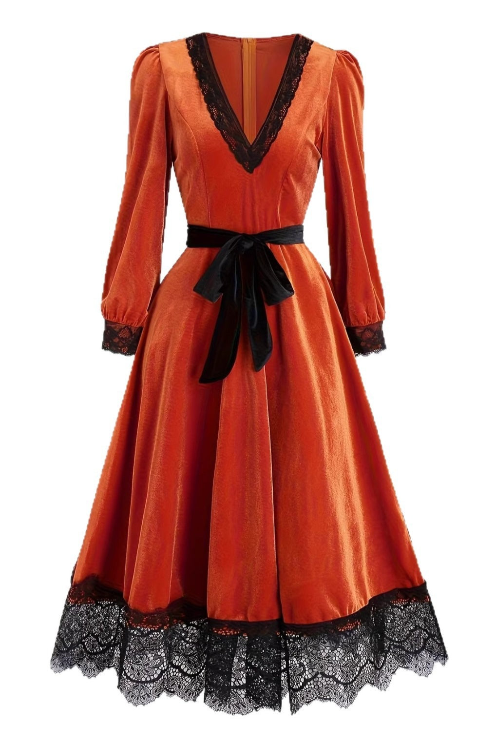 Lace Border Tie Waist Maxi Dress