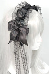 Dark Lace Rose Headband Hair Accs