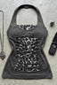 Vintage Dark Gray Leopard Patchwork Ripped Tank Top