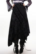 Dark Punk Heavy-Duty Paneled Denim Skirt