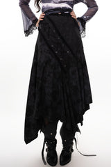 Dark Punk Heavy-Duty Paneled Denim Skirt