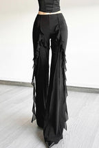Cascading Ruffle Black Flared Pants