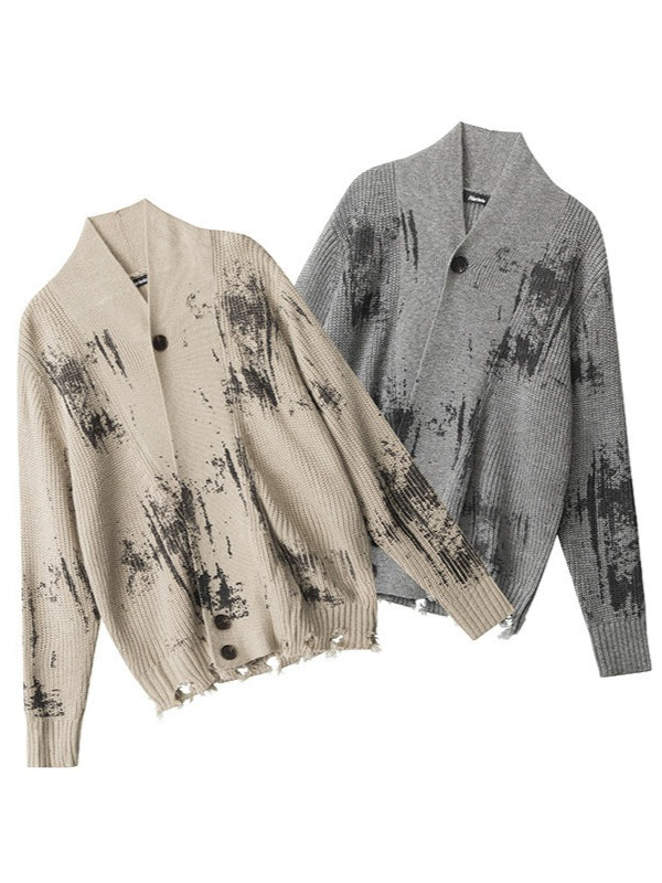 Gothic Tie-Dye Stand Collar Cardigan Sweater Secondary image