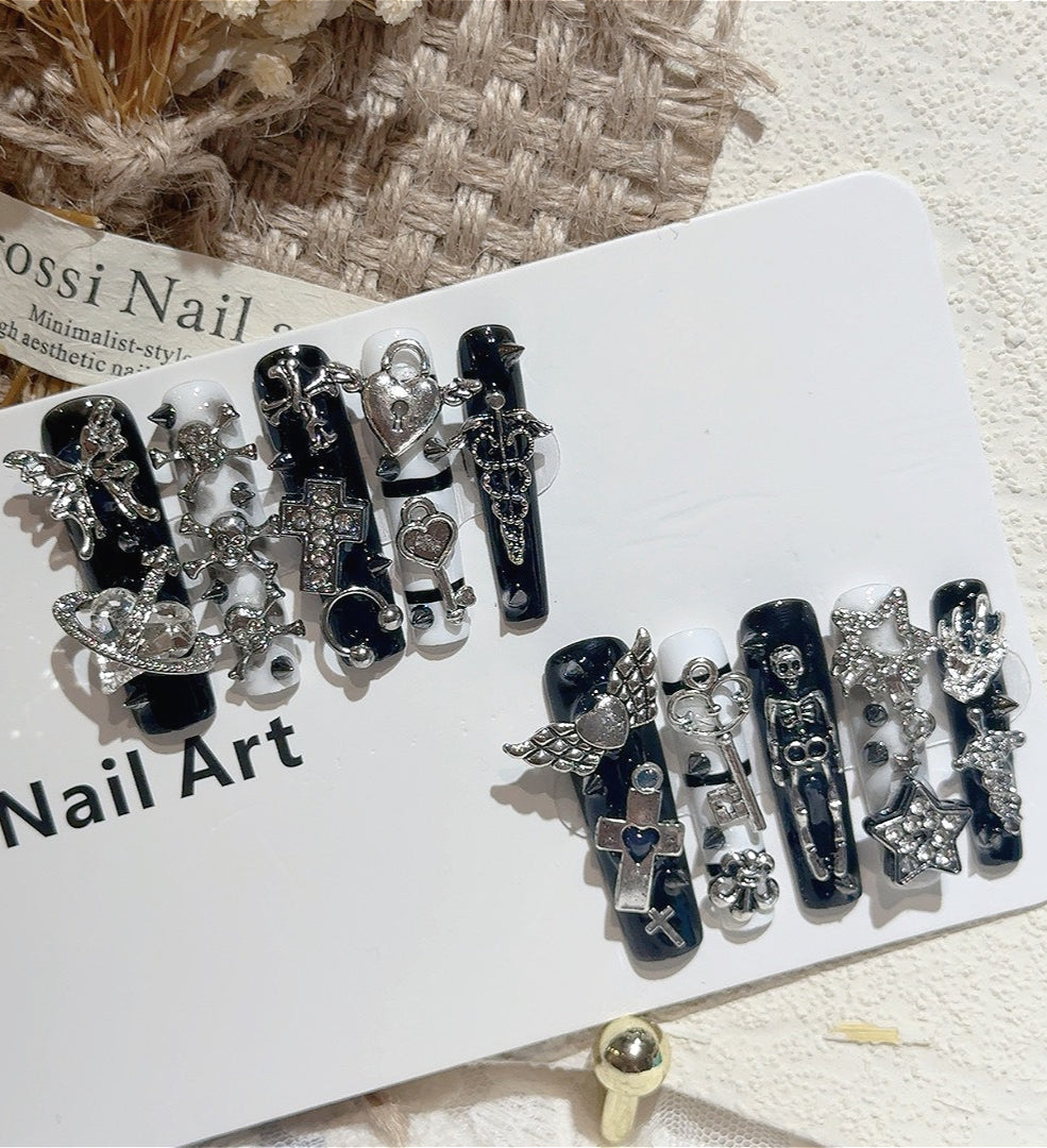 Extra Long Punk Striped Press On Nails Main image