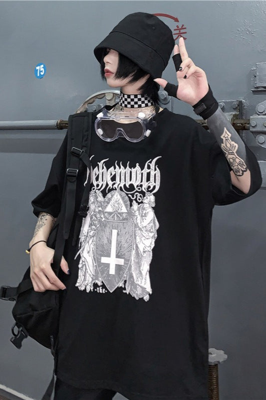 Gothic Retro Graphic Print Oversized T-Shirt Main image