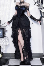 Dark Gothic Off-Shoulder Mesh Corset