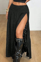 Split Sexy Textured Vacation Maxi Skirt