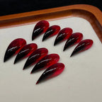 Black Red Gradient Cute Cat Paw Press On Nails