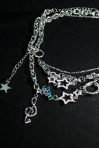 Y2K Punk Chic Star Multi Layer Rhinestone Necklace