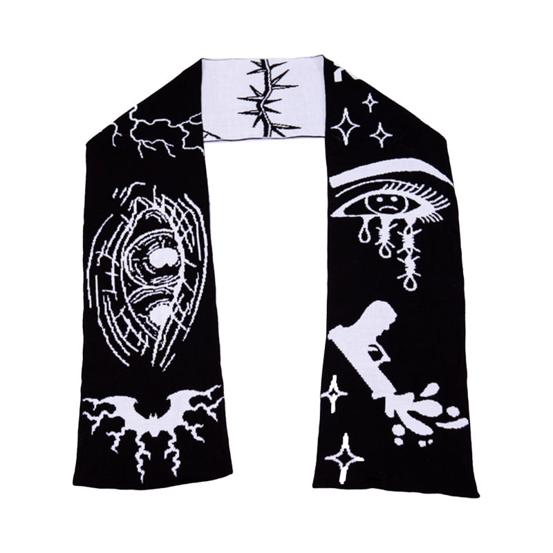 Dark Anime Stripe Reversible Jacquard Scarf Secondary image