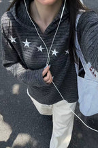 Diagonal Star Striped Pullover Hoodies