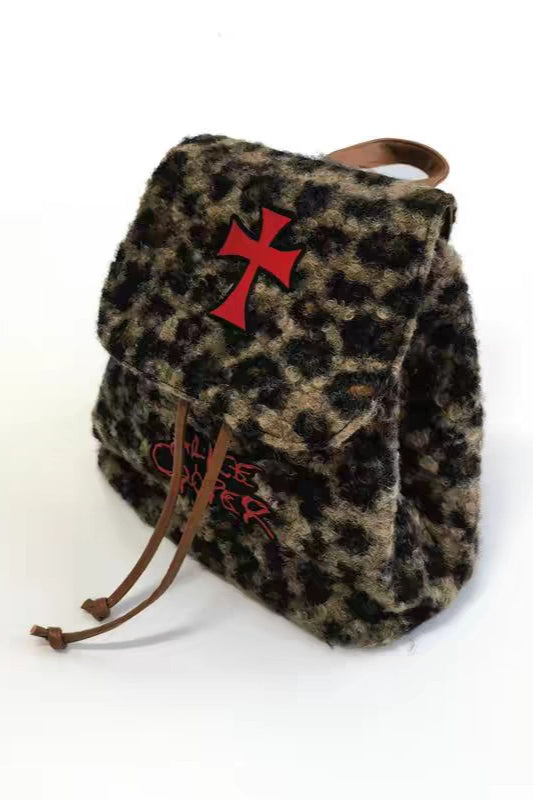 Leopard Cross Embroidered Backpack Bags
