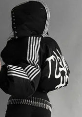 Striped Quilted Zipper Coat