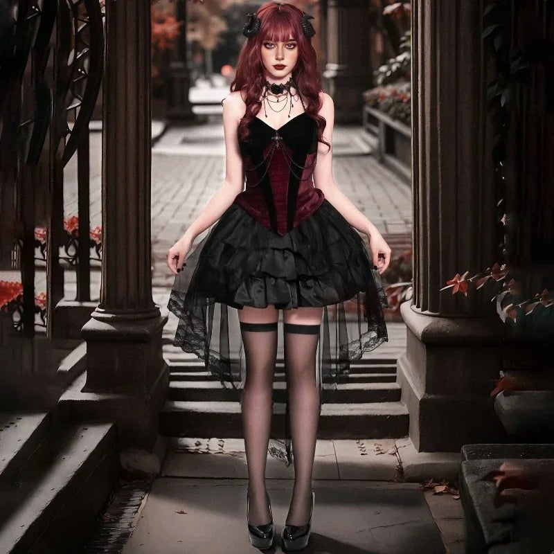 Gothic Tailcoat Suspender Midi Dress Main image