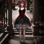 Gothic Tailcoat Suspender Midi Dress