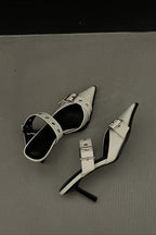 Multi-Buckle Slingback Kitten Heels